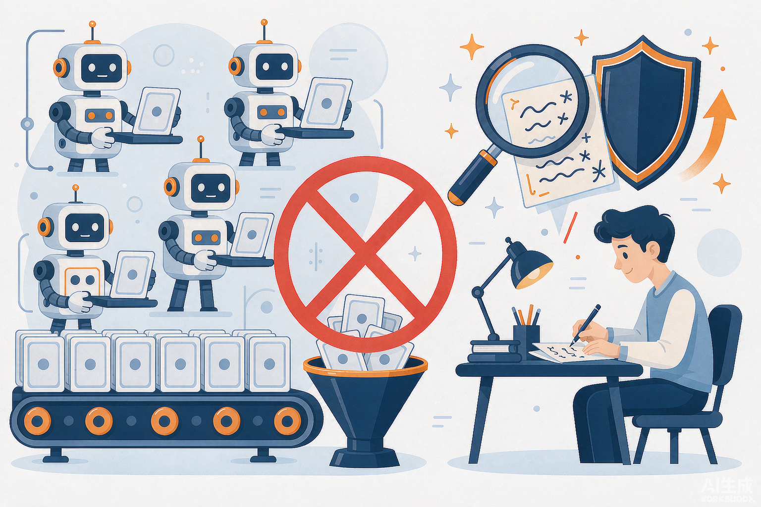 Spam bots blocked, genuine content adopted illustration