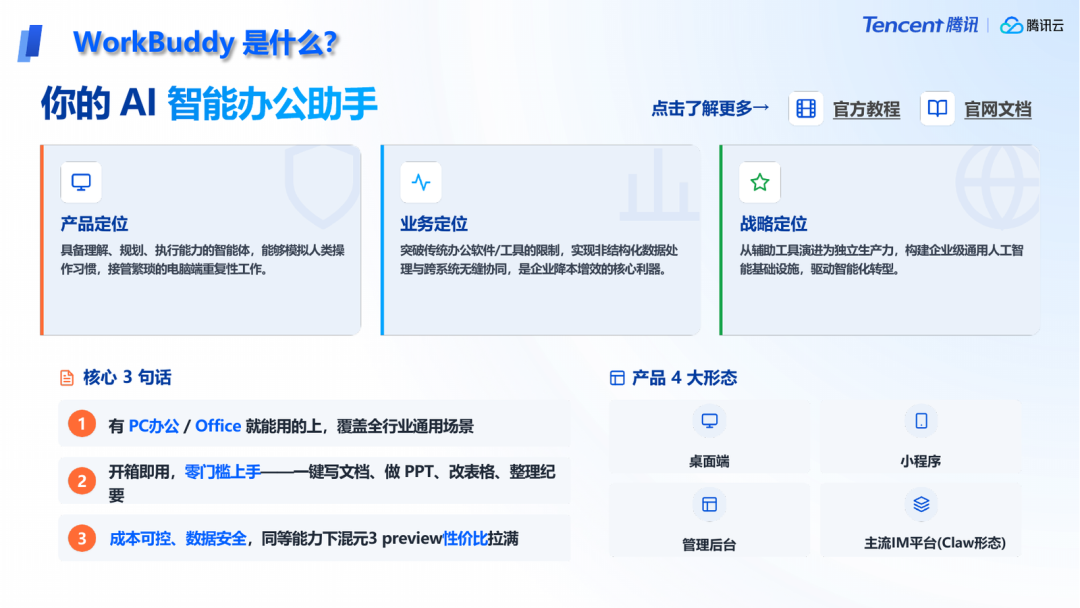 节选自现场产品介绍材料:WorkBuddy 是什么?